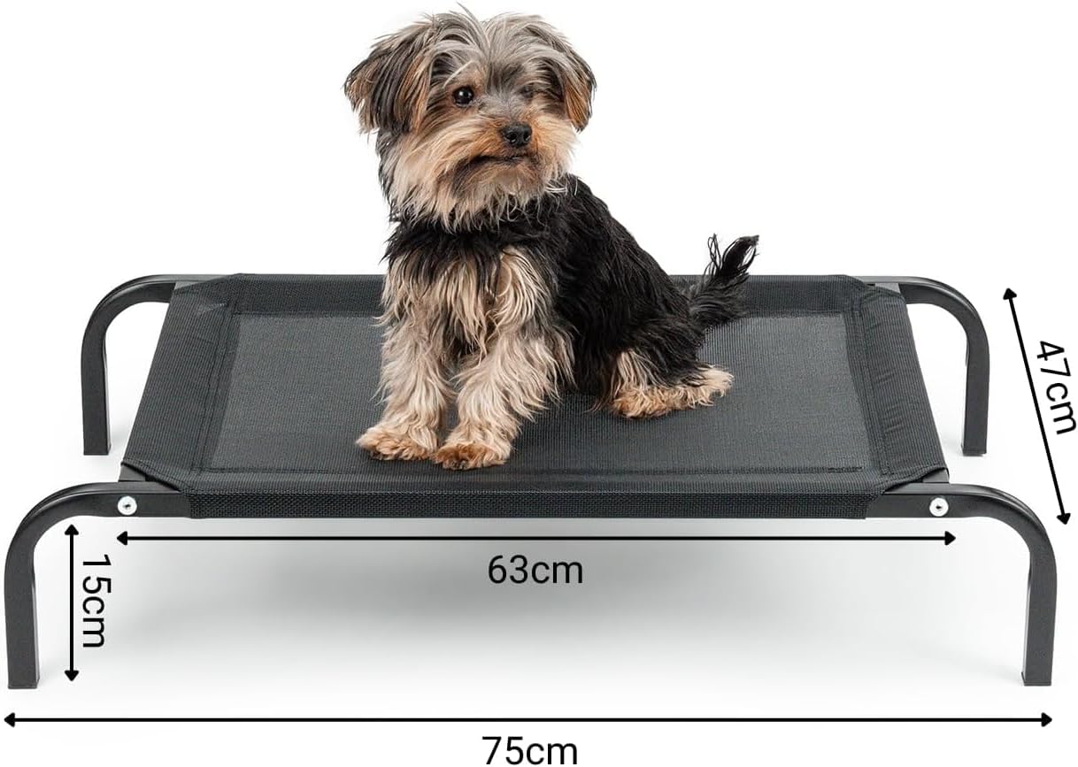 SKY-TOUCH Cooling Elevated Dog Bed with Metal Frame, Breathable Teslin Mesh, Non-Slip Feet Off the Ground Iron Elevated Pet Bed, for medium large dogs Dog Bed,68 * 58cm