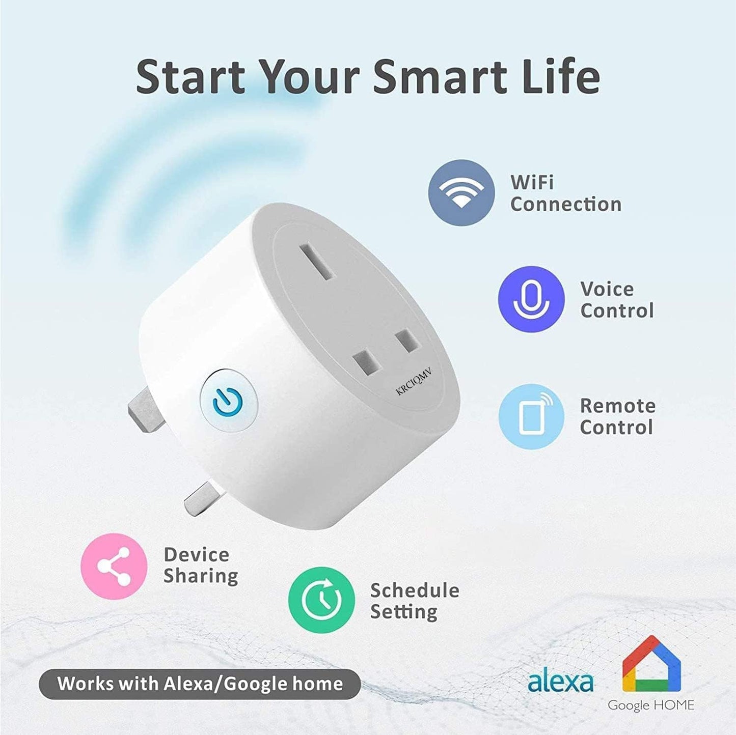 SKY- TOUCH Smart WiFi Plug,Smart Plug,1 Pack 16A Smart Outlet Plug with Alexa, Google Home,Smart Life,Tuya,Mini Socket with Remote Control & Voice Control with Electricity Statistics Timer Function