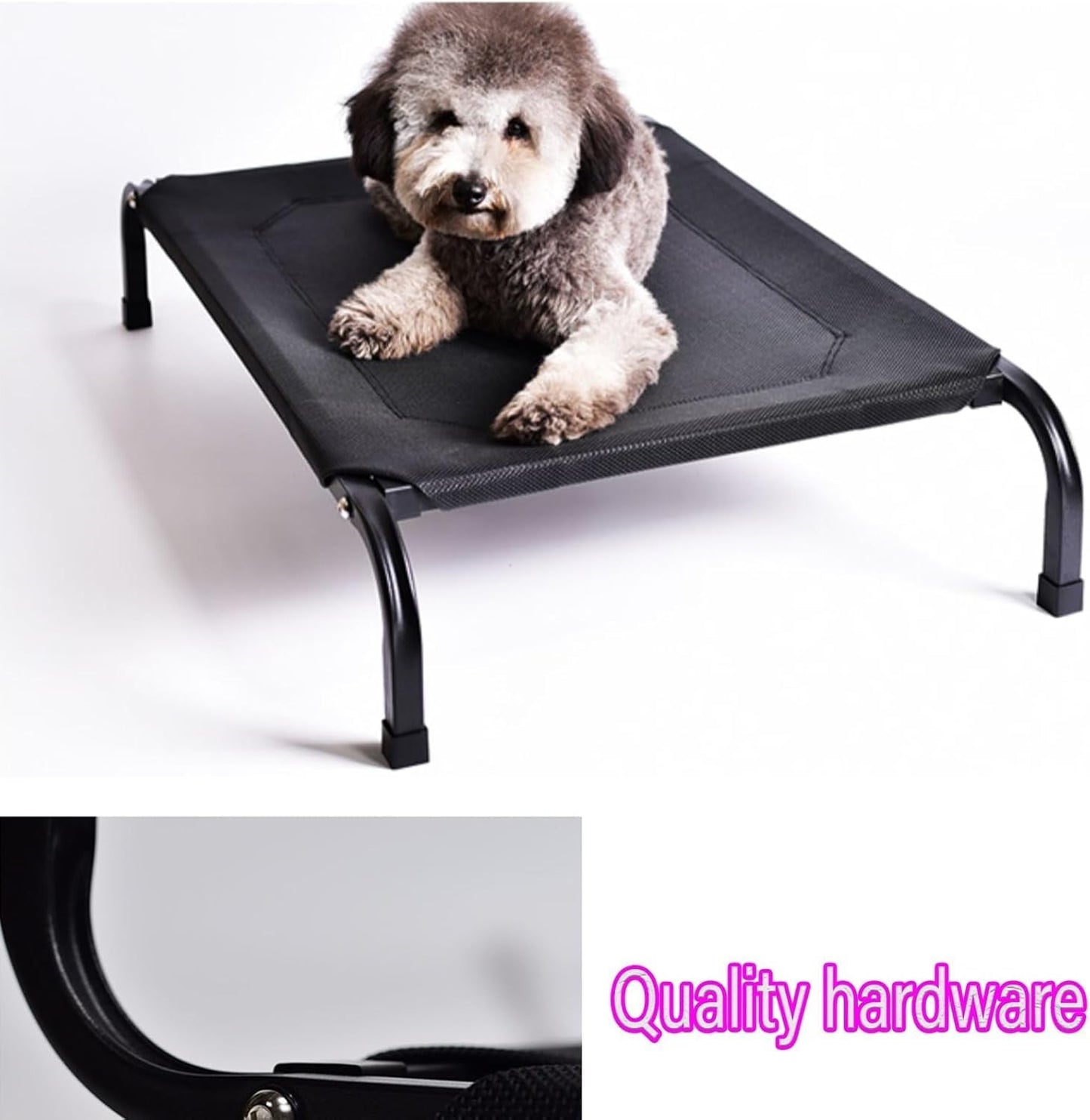 SKY-TOUCH Cooling Elevated Dog Bed with Metal Frame, Breathable Teslin Mesh, Non-Slip Feet Off the Ground Iron Elevated Pet Bed, for medium large dogs Dog Bed,68 * 58cm