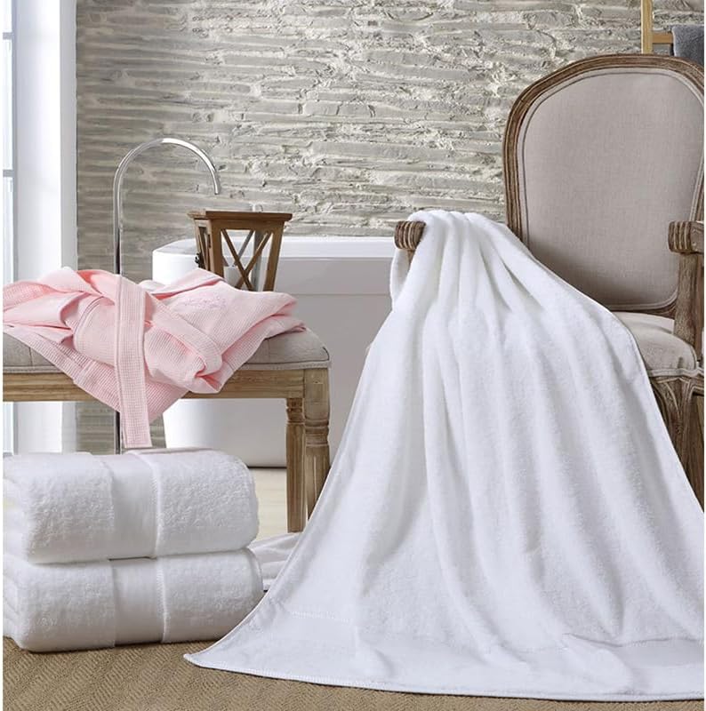 SKY-TOUCH Bath Towel 100% Cotton 4pcs, Premium Hotel Qualit y Large Bath Towel 70x140 cm, Premium Bath Sheet Soft & Highly Absorbent for Home Bathroom Hotel (White)