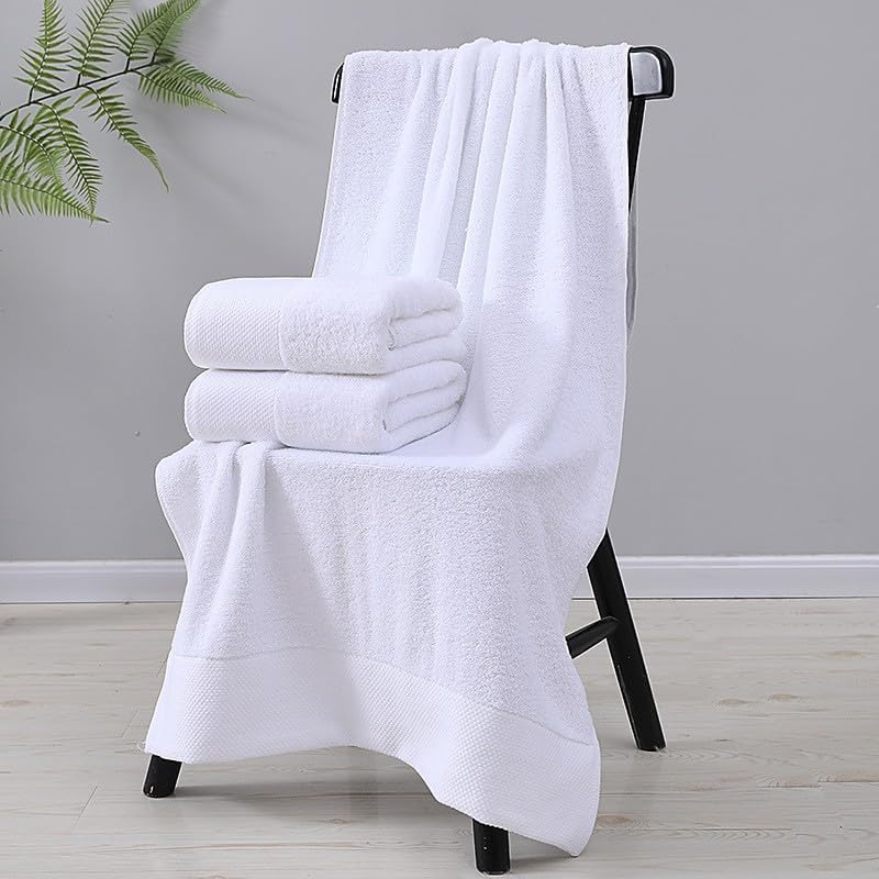 SKY-TOUCH Bath Towel 100% Cotton 4pcs, Premium Hotel Qualit y Large Bath Towel 70x140 cm, Premium Bath Sheet Soft & Highly Absorbent for Home Bathroom Hotel (White)