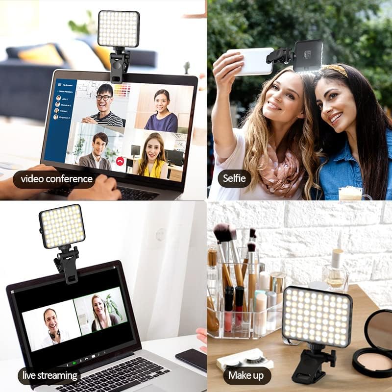 SKY-TOUCH 80 LED Selfie Fill Light,Phone Light,LED Light Clip Fill Conference,2000mAh Rechargeable, 3 Bright Modes,Portable Clip for Phone,Camera, Laptop, iPad,Selfie, Video Conference,Vlog