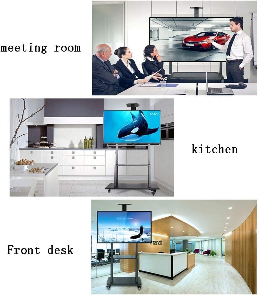 SKY-TOUCH 32”-70“ Rolling TV Stand Cart,Height Adjustable Mobile Flat Screen with Lockable Casters,2 Tier AV Shelves for Large Flat Panel LED,LCD Plasma Screen,Max Vesa 600 * 400mm,70 * 43 * 180cm