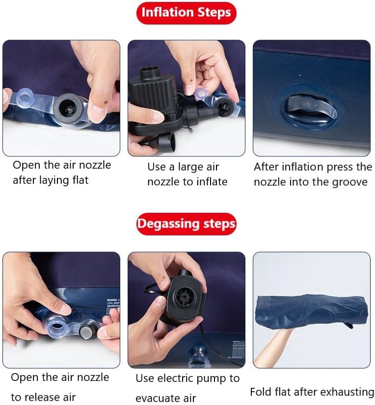 SKY-TOUCH Single Air Mattress without Pump : Portable Camping Airbed with Storage Bag for Home Outdoors Hiking Camping Travel (191 * 73 * 22cm Blue)