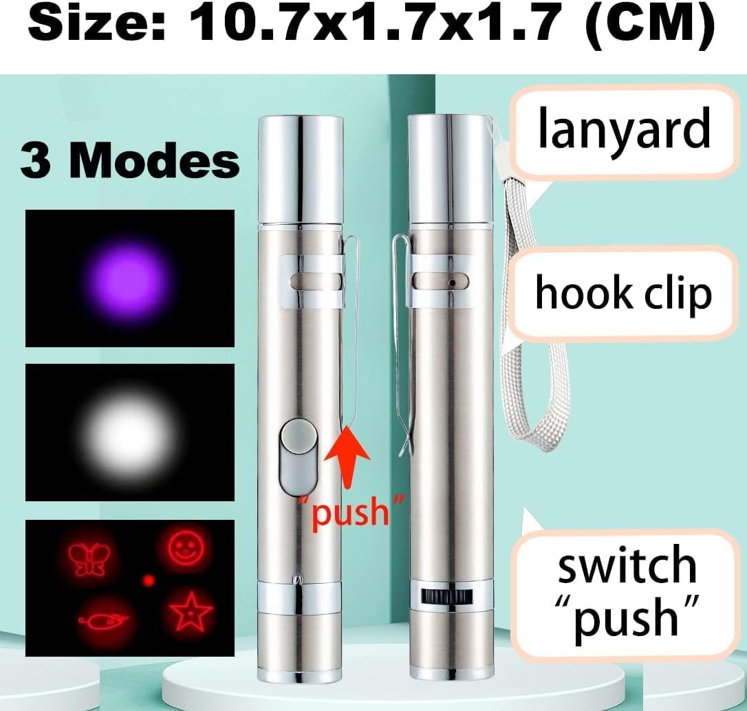 SKY-TOUCH 7-in-1 Interactive Cat & Dog Toy - USB Rechargeable Red Laser Pointer, Chaser Toy, Pet Training Tool with Classic Light Patterns(1 piece)