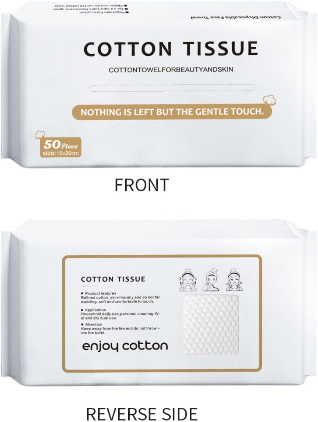 SKY-TOUCH Disposable Face Towels Cotton, Women Soft Clean Cloths for Washing, Face Towelette Lint Free for Cleansing, Skincare and Makeup Remover, Dry Wipes, (1 Pack/50 count)