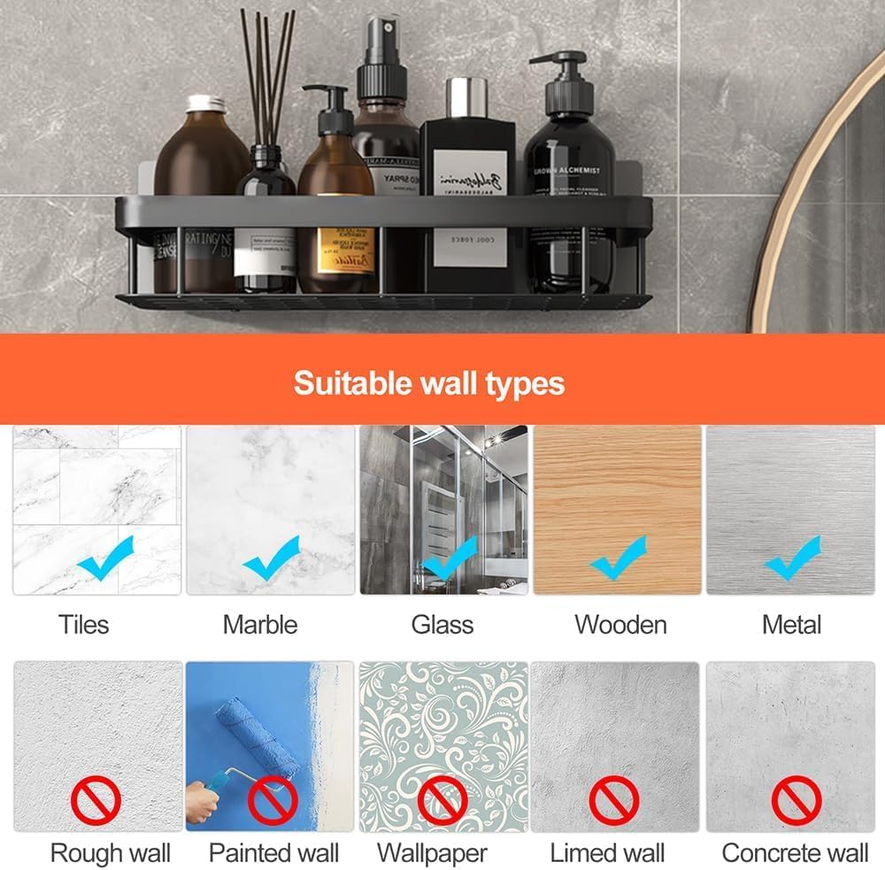 SKY-TOUCH 4 Pack Shower Caddy,Bathroom Shower Organizer shelves,Rustproof Waterproof& Easy Mount,No Drilling - Self Adhesive,Home Wall Shower Inside Organization,30 * 13 * 4cm,Max Capacity 30lbs