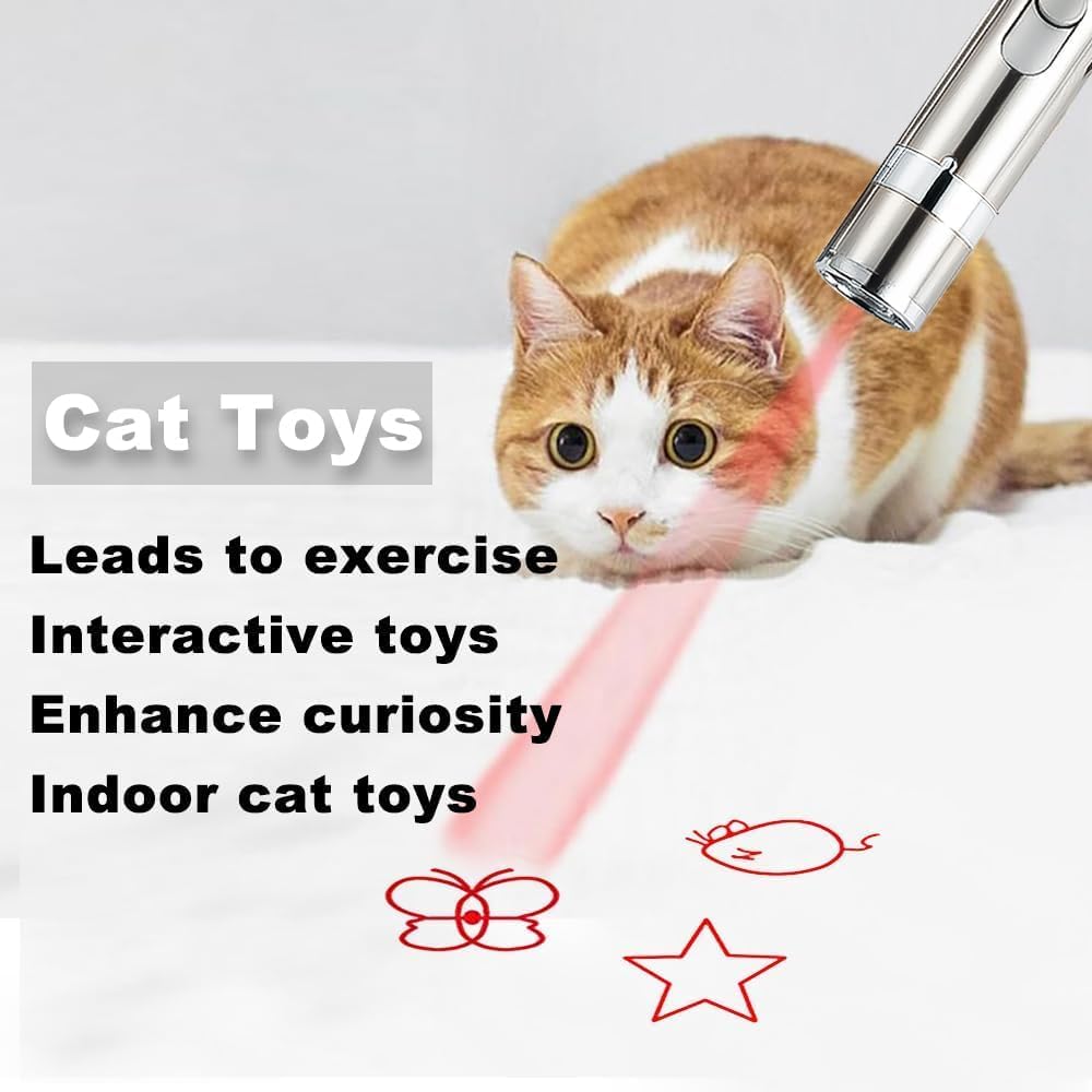 SKY-TOUCH 7-in-1 Interactive Cat & Dog Toy - USB Rechargeable Red Laser Pointer, Chaser Toy, Pet Training Tool with Classic Light Patterns(1 piece)