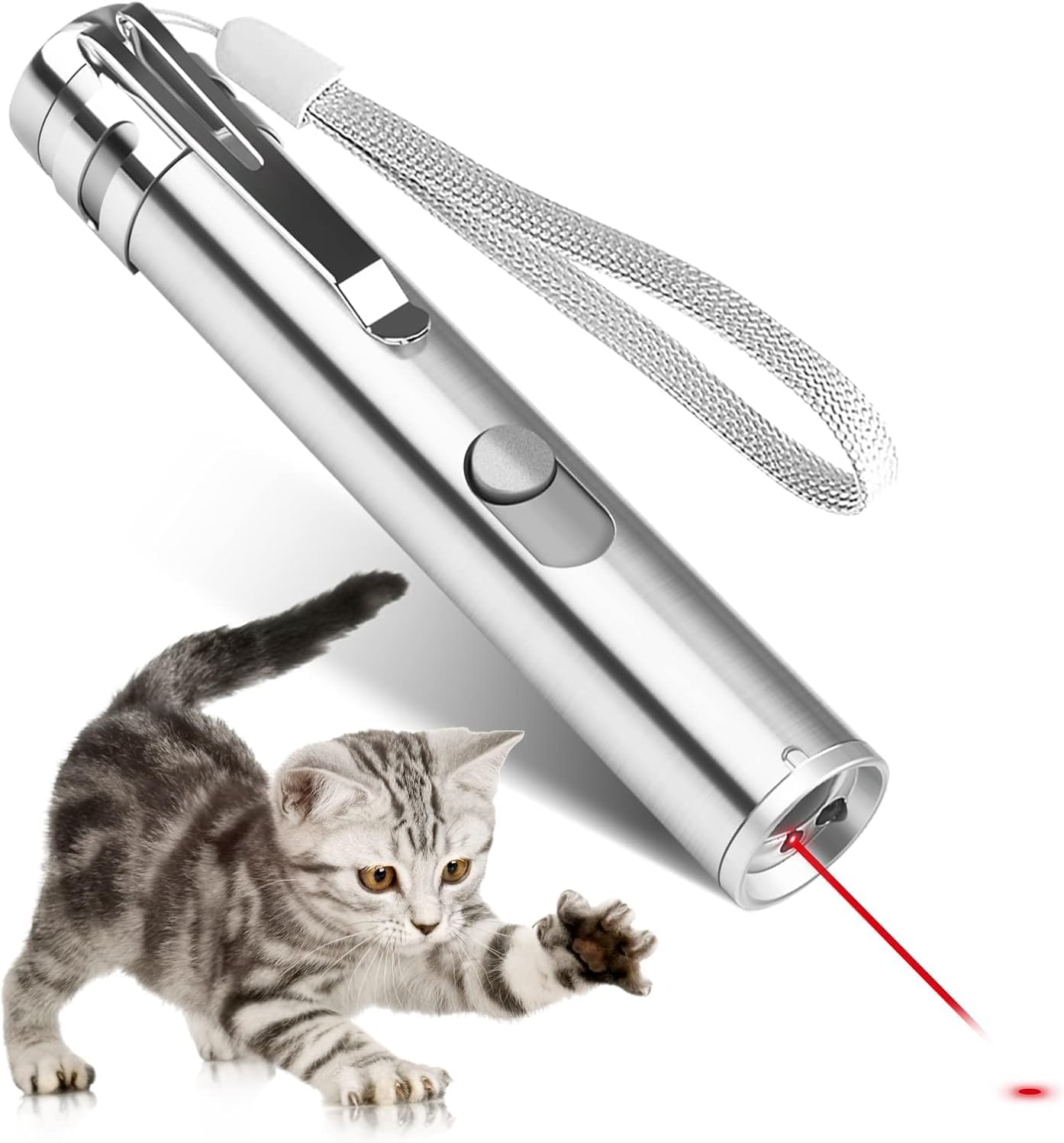 SKY-TOUCH 7-in-1 Interactive Cat & Dog Toy - USB Rechargeable Red Laser Pointer, Chaser Toy, Pet Training Tool with Classic Light Patterns(1 piece)