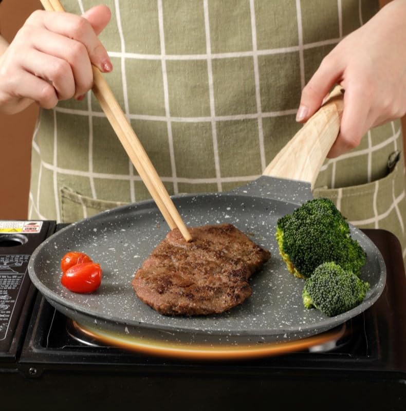 SKY-TOUCH 28CM Nonstick Skillets : Granite Coating Crepe Pan Tawa with Stay-Cool Handle PTFE & PFOA Free Pancake Pan for All Stovetops (Black)