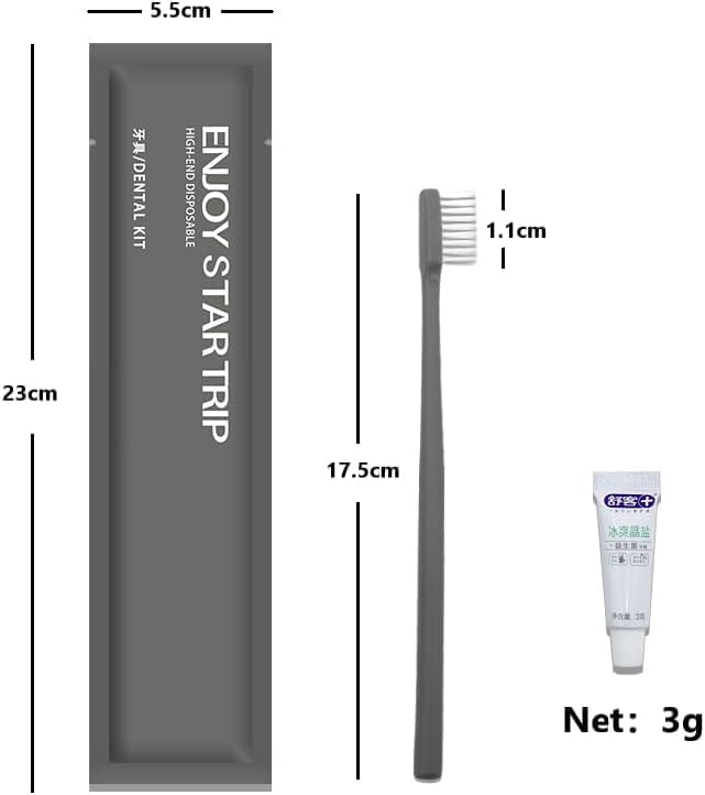 SKY-TOUCH 20Pcs Disposable Travel Toothbrushes with Single Pack Probiotic Toothpaste, Soft Bristle, Individually Waterproof Packaging, Single Use for Hotel, Camping, Travel, Home, Guests(Grey)