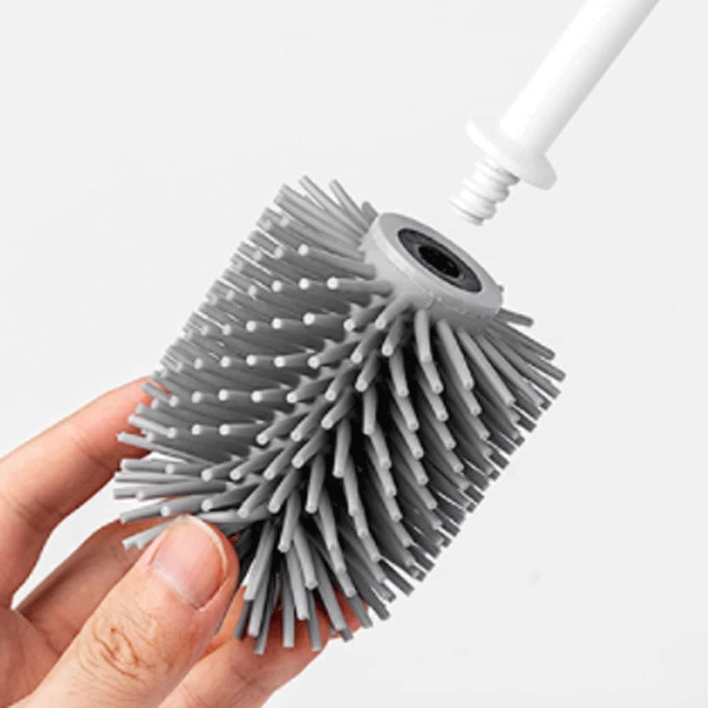 SKY-TOUCH Soft Wall-Mounted and Floor-Standing Dual Purpose Toilet Brush with Silicone Bristles Toilet Brush and Holder Deep Cleaning Reusable, Square - Easy Keep Clean