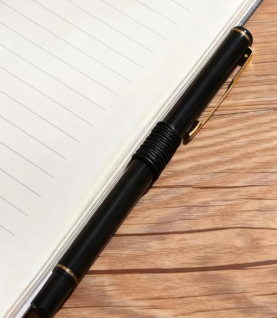 SKY-TOUCH A5 PU Leather Strap Notebook, Black 192 Pages Journal for Office, Study, and Daily Use