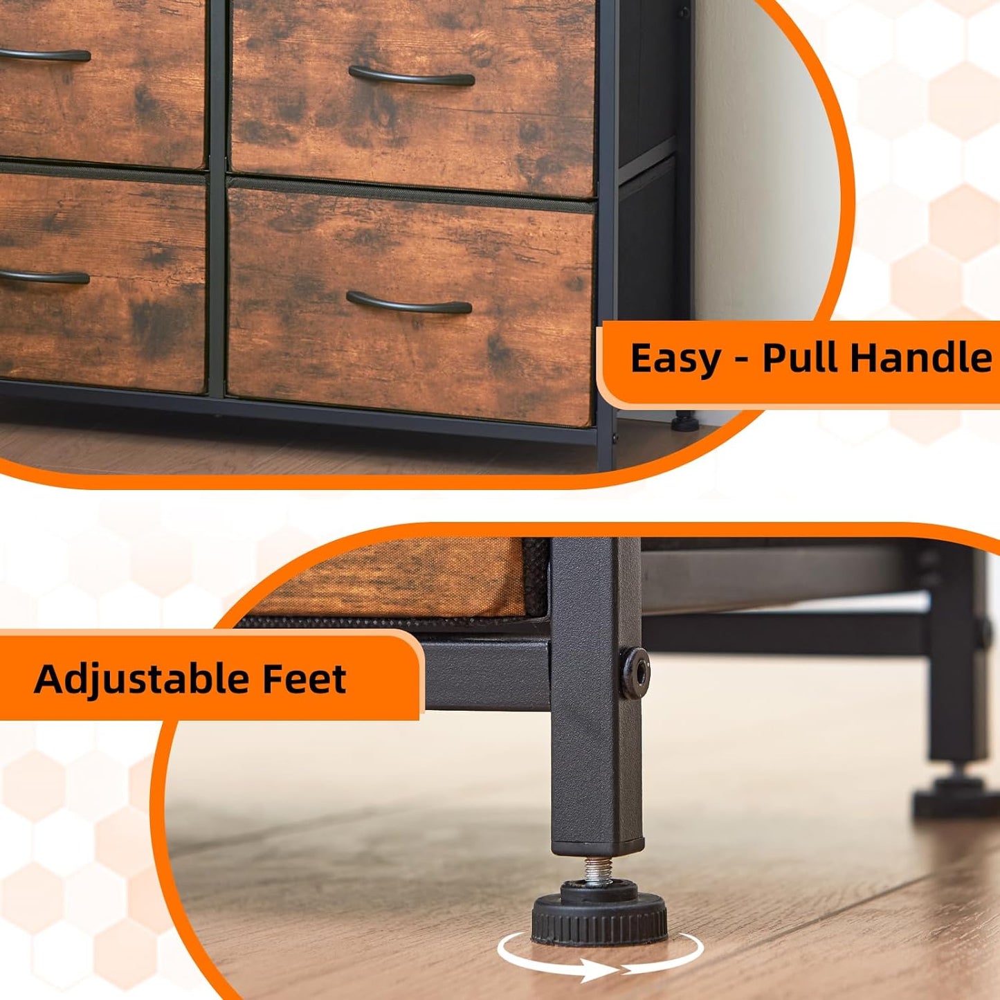 SKY-TOUCH Storage Cabinet : Bedroom Dresser with 5 Drawers Wide Storage Chest with Removable Fabric Bins Storage Organizer Unit for Living Room Entryway Hallway Nursery Kids Room (100*30*52CM Black/Brown/white)