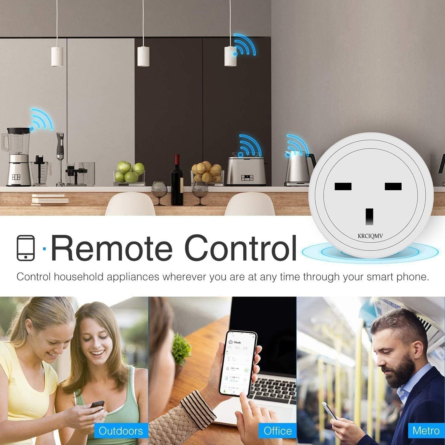 SKY- TOUCH Smart WiFi Plug,Smart Plug,1 Pack 16A Smart Outlet Plug with Alexa, Google Home,Smart Life,Tuya,Mini Socket with Remote Control & Voice Control with Electricity Statistics Timer Function