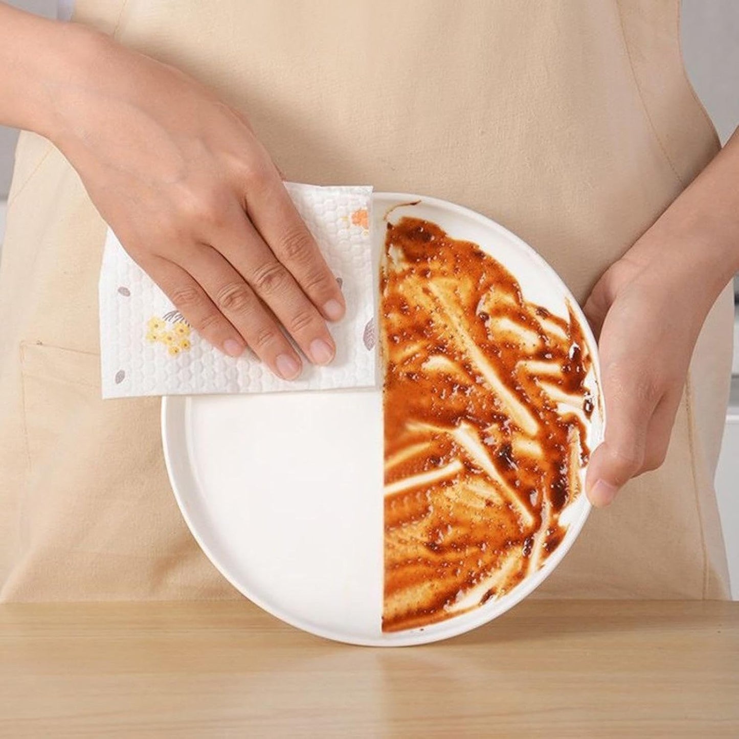 SKY-TOUCH 50 draws Disposable Dish Rags,Dish Towels,Disposable Cleaning Cloths for Kitchen Degreasing Disposable Dish Rags,White(1 pack)