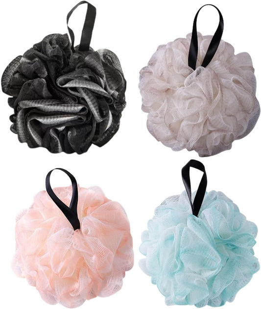 50pack 4PCS Bath Sponge : Exfoliator Pouf Body Wash Bath Loofah Back Scrubber Soft Mesh Balls Shower Sponge for Women & Men Bath Accessories Cleaning Tool (4PCS 50g)