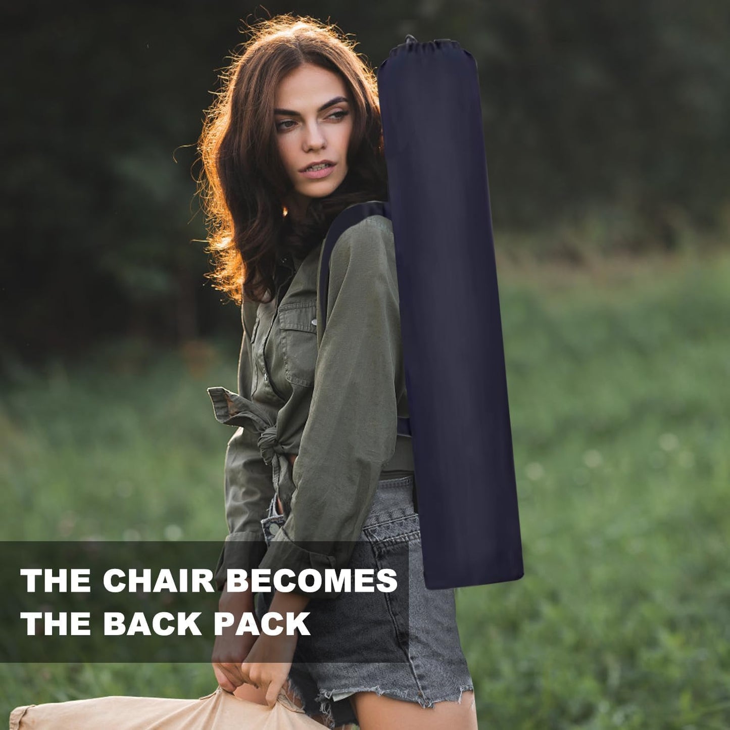 SKY-TOUCH Black Portable Folding Camping Chair with Fully Padded Seat and Backrest, Comes with Carry Bag and Side Pockets, Suitable for Outdoor Fishing, Hiking, Backpacking, Picnic, Beach, Traveling.