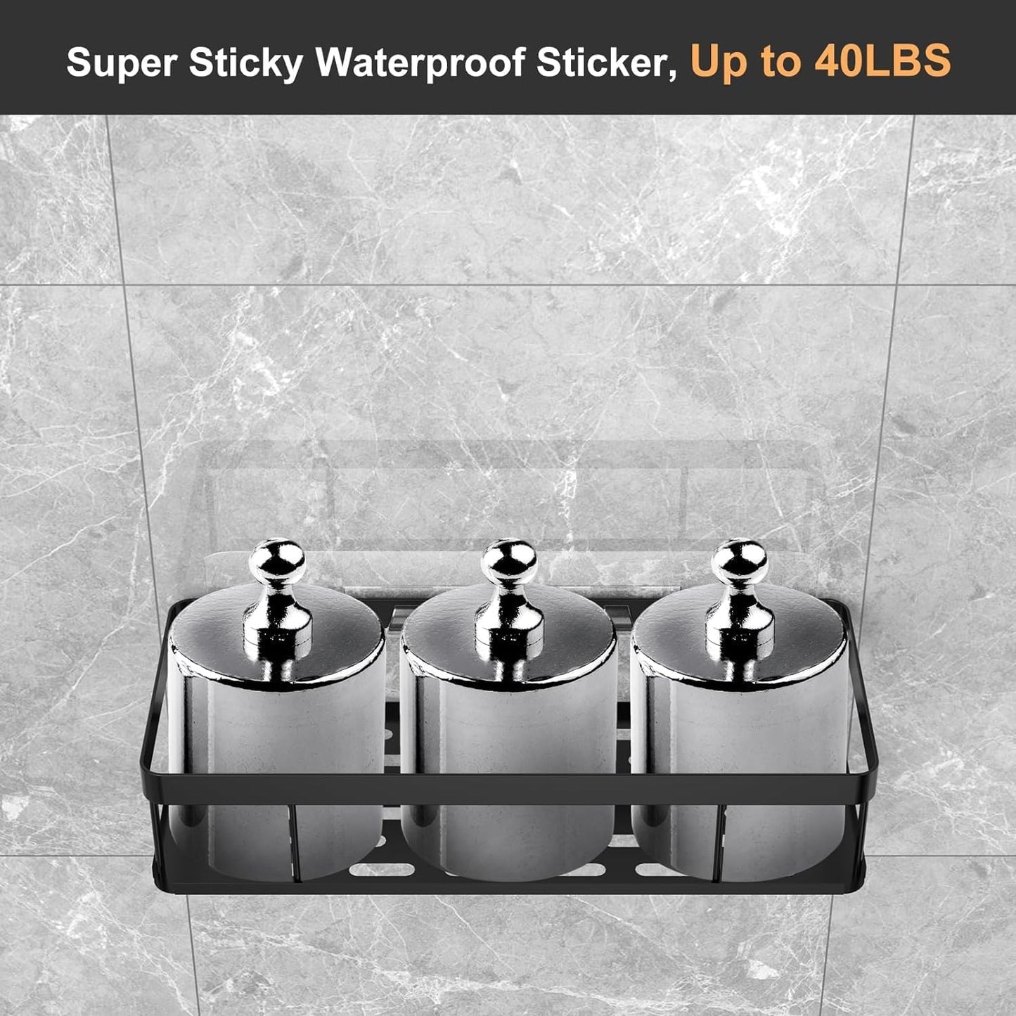 SKY-TOUCH 4 Pack Shower Caddy,Bathroom Shower Organizer shelves,Rustproof Waterproof& Easy Mount,No Drilling - Self Adhesive,Home Wall Shower Inside Organization,30 * 13 * 4cm,Max Capacity 30lbs