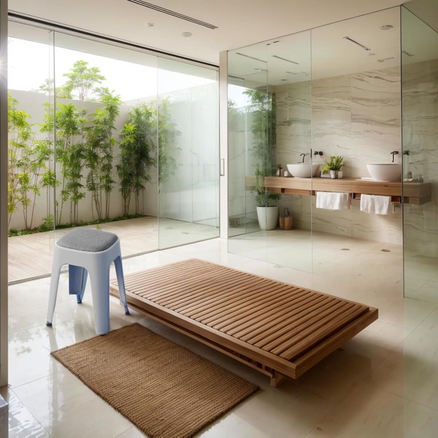 SKY-TOUCH 1pcs Durable Stacking Stools,Backless Stackable Stools Portable Plastic Stack Stools,Comfortable fabric cushions,For Makeup,Kitchen Dining,Classroom,Students,(Grey Color),31 * 31 * 48cm