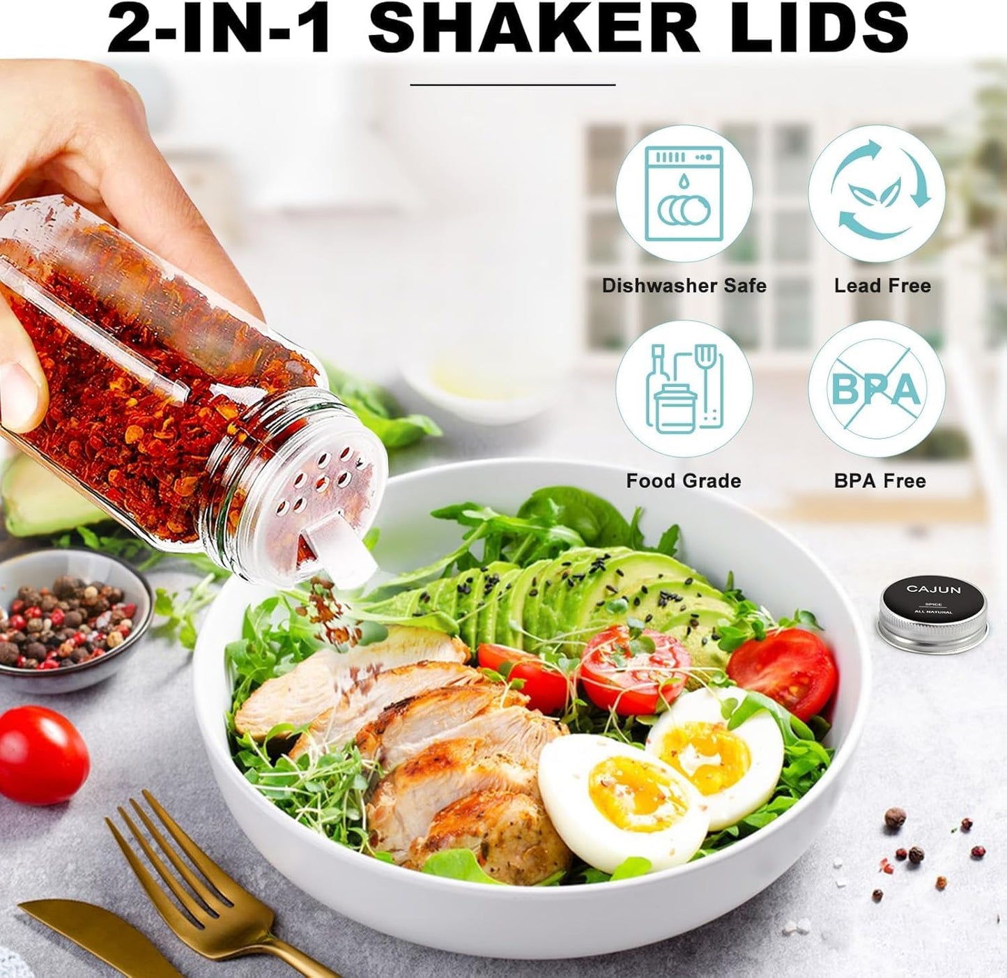 SKY-TOUCH 24 pack Glass Spice Jars with Shaker Lids,Seal Seasoning Jars with Labels for Kitchen,Spice,Cabinet, Drawer,120ml Glass,with Collapsible Funnel and Mark pen