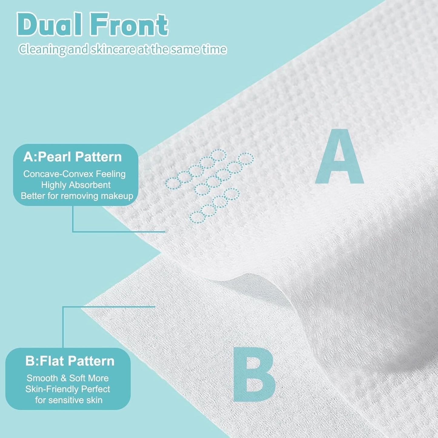 SKY-TOUCH Disposable Face Towels Cotton, Women Soft Clean Cloths for Washing, Face Towelette Lint Free for Cleansing, Skincare and Makeup Remover, Dry Wipes, (1 Pack/50 count)