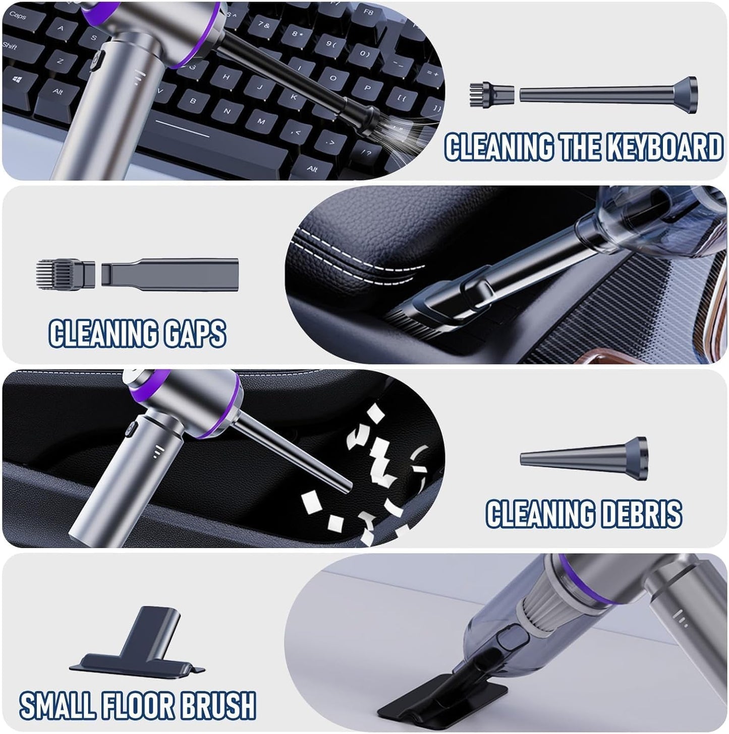 SKY-TOUCH Portable Handheld Cordless Vacuum Cleaner, 16000PA Wireless Mini Vacuum Cleaner 4-in-1 Compressed Air Duster & Air Blower & Pump for Camping, Home, Car, Office, Pets - 6000mAh