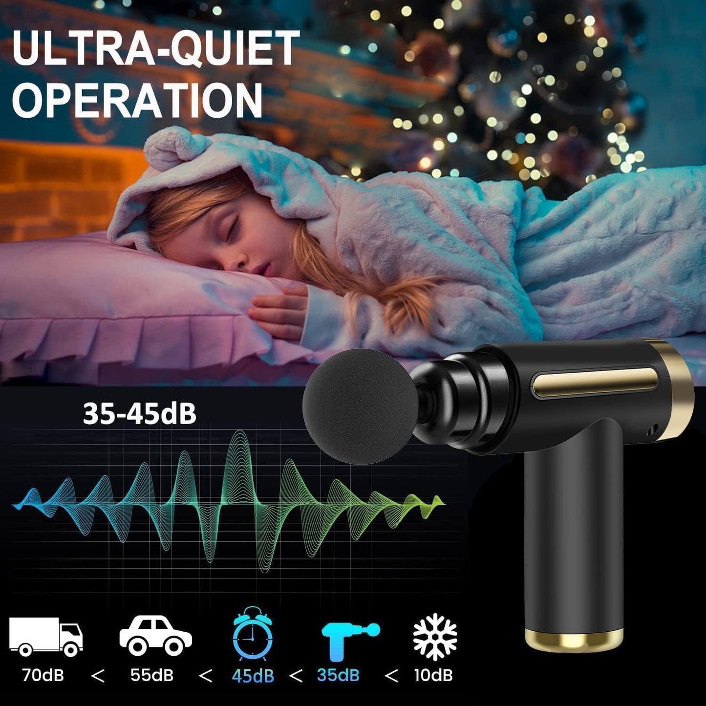 SKY-TOUCH Massage Gun,Professional Muscle Percussion Massager with 6 Speeds,Quiet Portable Electric Massager for Shoulder, Body,Back,and Physiotherapy,Compact Cordless Design,19x13x4.5cm (Black)