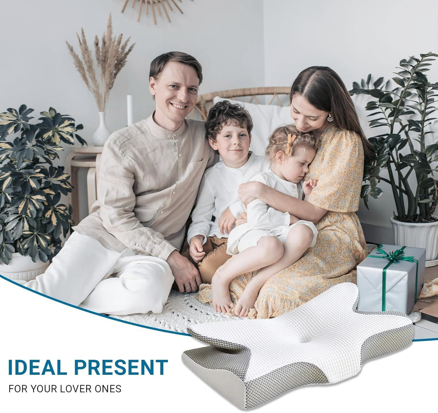 SKY-TOUCH Memory Foam Pillow, Cervical Pillow for Neck and Shoulder, Orthopedic Pillow, Ergonomic Neck Support Pillow for Side/Supine/Prone Sleepers - Removable Pillowcase and Zippered