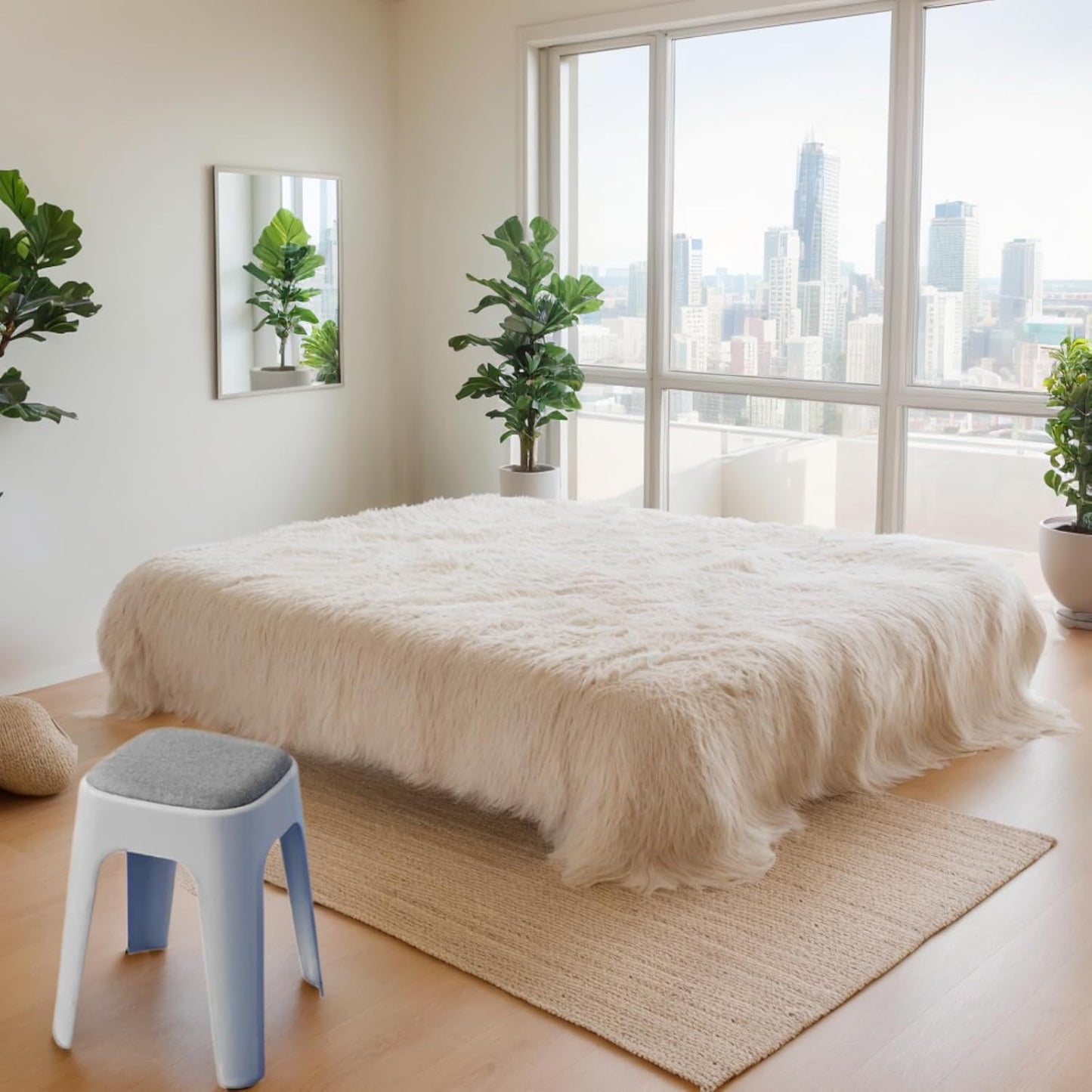 SKY-TOUCH 1pcs Durable Stacking Stools,Backless Stackable Stools Portable Plastic Stack Stools,Comfortable fabric cushions,For Makeup,Kitchen Dining,Classroom,Students,(Grey Color),31 * 31 * 48cm