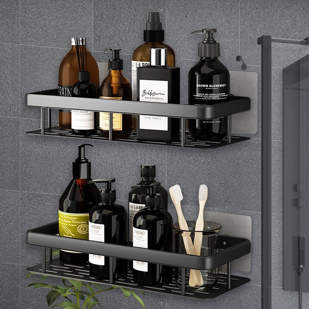 SKY-TOUCH 4 Pack Shower Caddy,Bathroom Shower Organizer shelves,Rustproof Waterproof& Easy Mount,No Drilling - Self Adhesive,Home Wall Shower Inside Organization,30 * 13 * 4cm,Max Capacity 30lbs