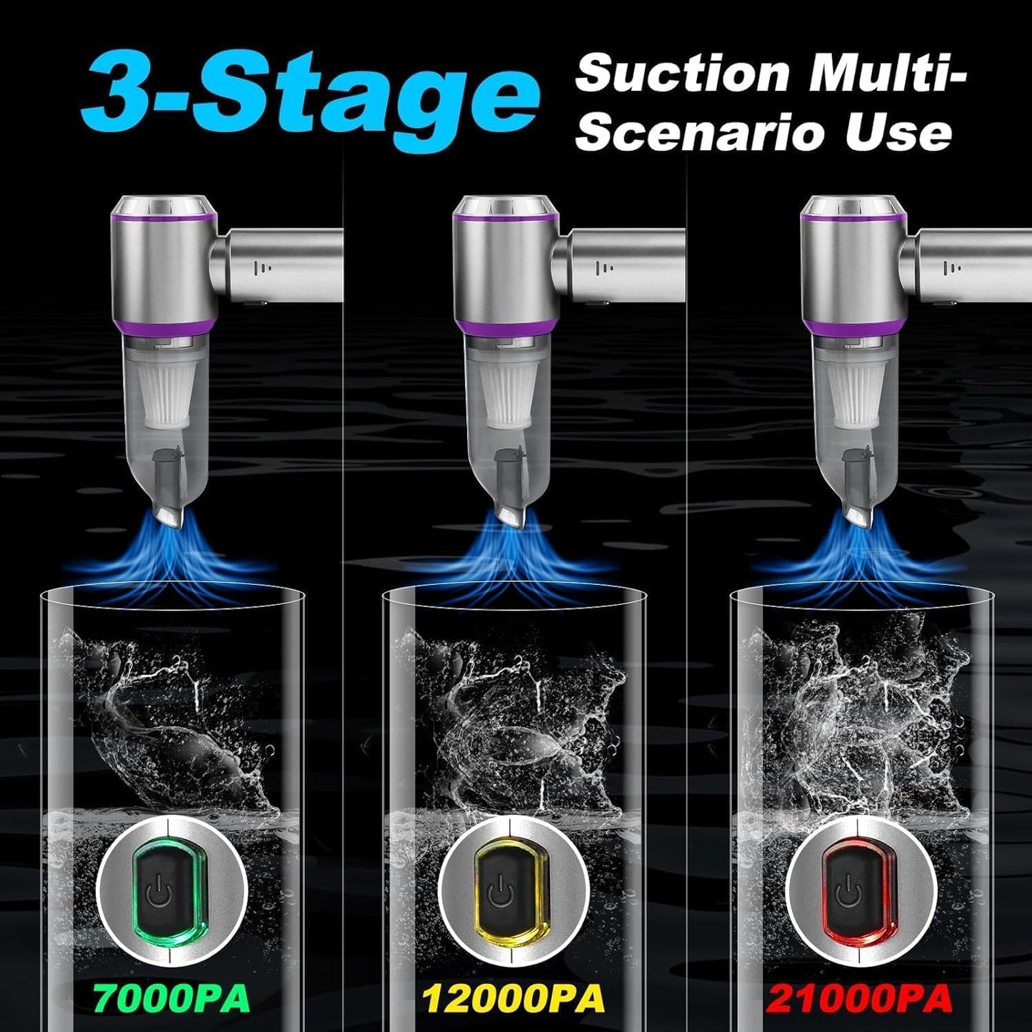 SKY-TOUCH Portable Handheld Cordless Vacuum Cleaner, 16000PA Wireless Mini Vacuum Cleaner 4-in-1 Compressed Air Duster & Air Blower & Pump for Camping, Home, Car, Office, Pets - 6000mAh