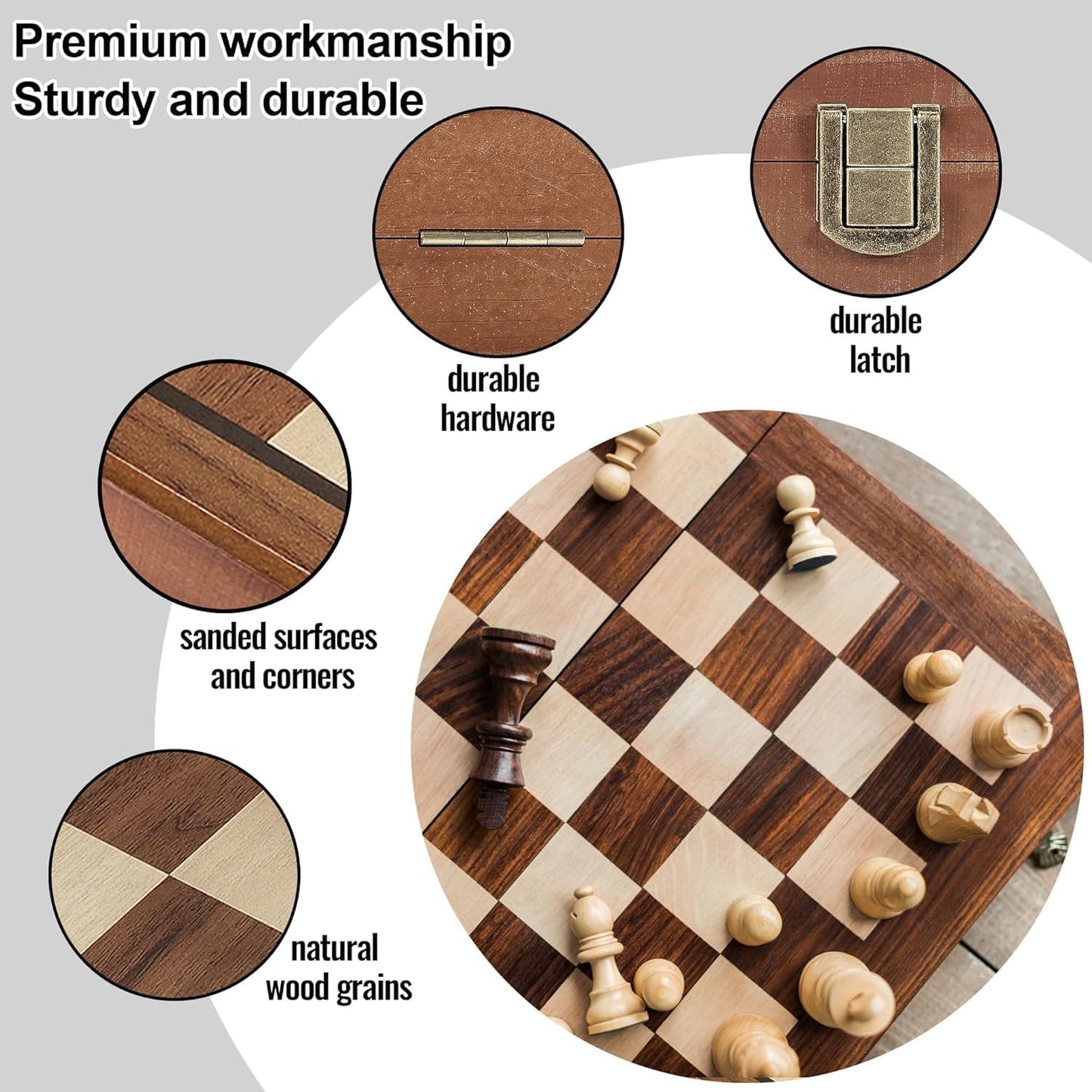SKY-TOUCH Magnetic Wooden Chess Set, Chess Set, Chess Board, Adult Magnetic Chess Board Set,Classic Handmade Game Board,Portable and Folding Game Board for Kids and Adults,Beginners and Professionals