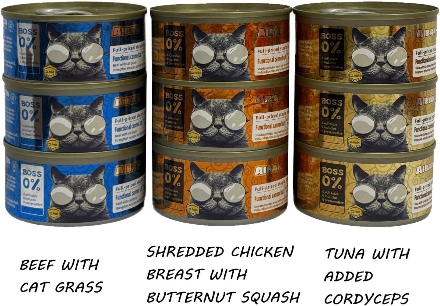 SKY-TOUCH Complete Wet Cat Food Variety Pack, Cat Canned Food, Chicken, Beef & Tuna, 85g Cans (Pack of 9), 0 Glue, 0 Lure, 0 Preservative, Natural & Balanced Nutrition