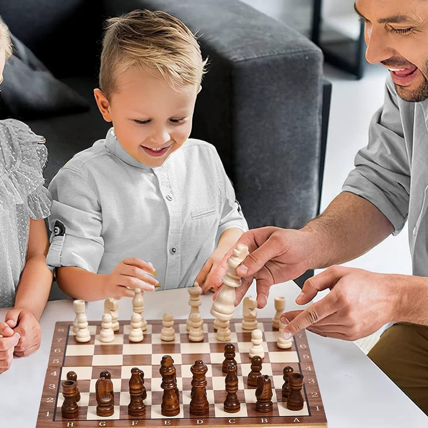 SKY-TOUCH Magnetic Wooden Chess Set, Chess Set, Chess Board, Adult Magnetic Chess Board Set,Classic Handmade Game Board,Portable and Folding Game Board for Kids and Adults,Beginners and Professionals