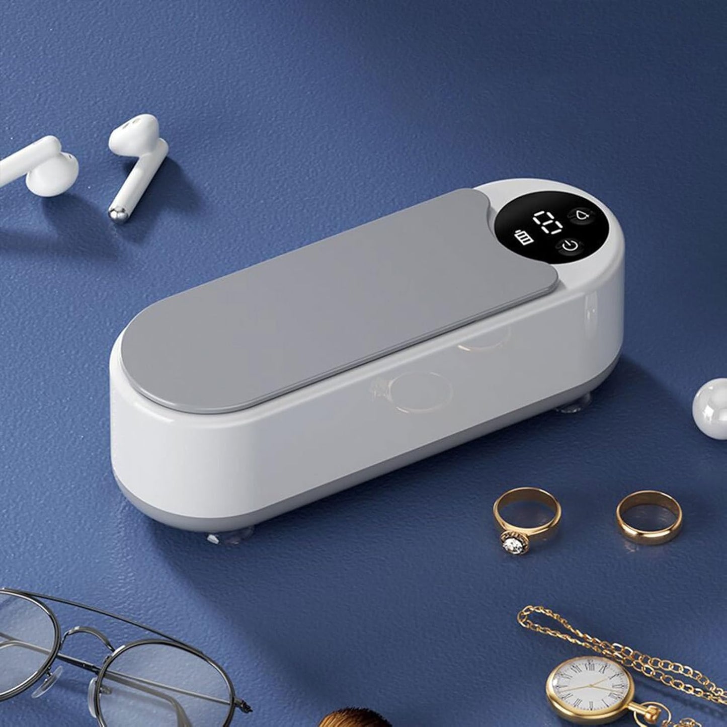 SKY-TOUCH Ultrasonic Cleaner,Professional 500ml Jewelry Cleaner with 45000Hz Frequency, Basket, and 10 Digital Timer Settings for Rings, Glasses, Watches, and Dentures Cleaning