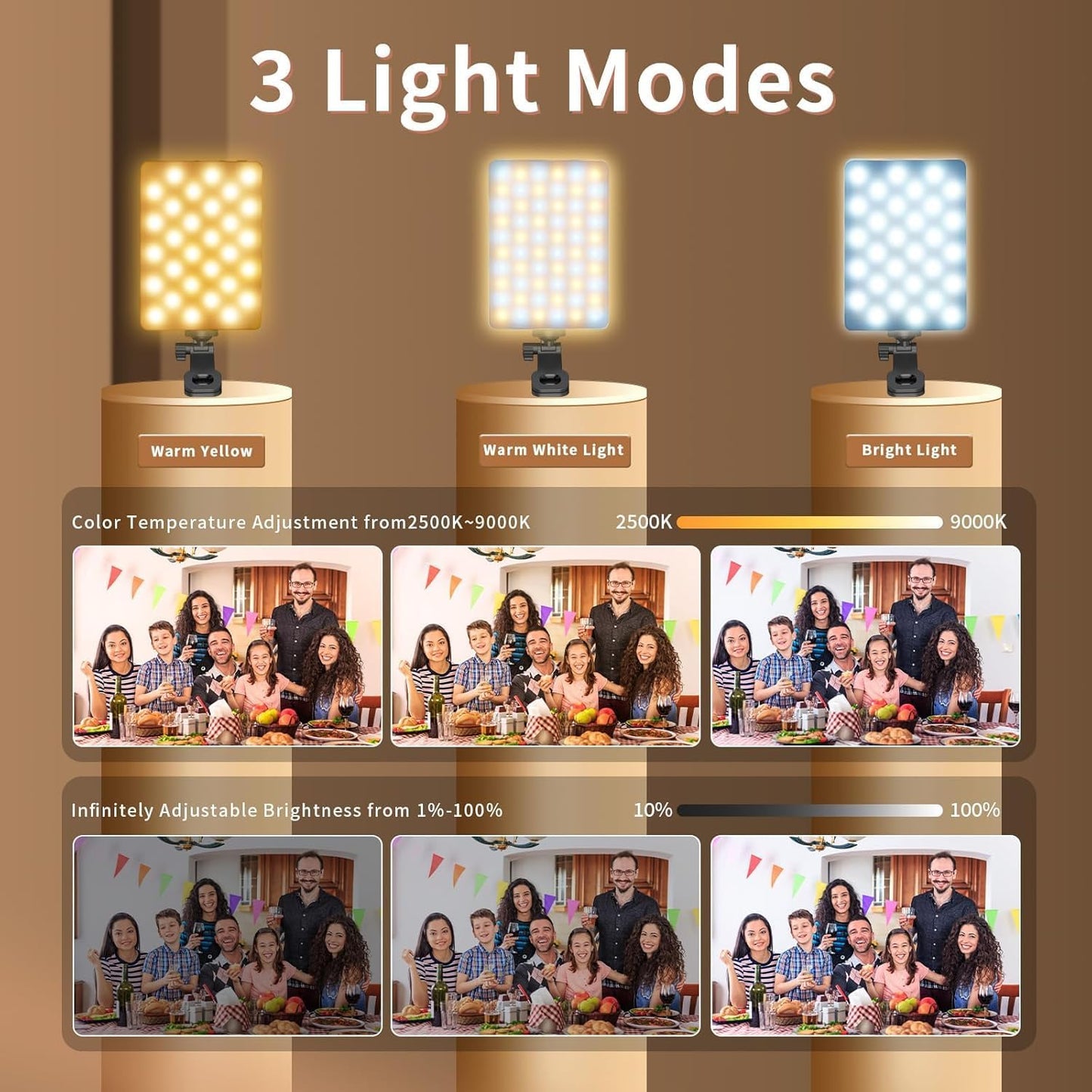 SKY-TOUCH 80 LED Selfie Fill Light,Phone Light,LED Light Clip Fill Conference,2000mAh Rechargeable, 3 Bright Modes,Portable Clip for Phone,Camera, Laptop, iPad,Selfie, Video Conference,Vlog