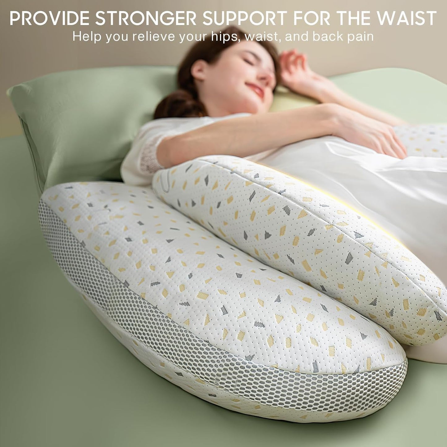 SKY-TOUCH Pregnancy pillow,Side Sleeper Pillow Pregnant,Support Waist, Abdomen and Legs,Comfortable Side Sleeping Waist Belly Back Support U-shaped Multifunctional Pillow,Removable and washable