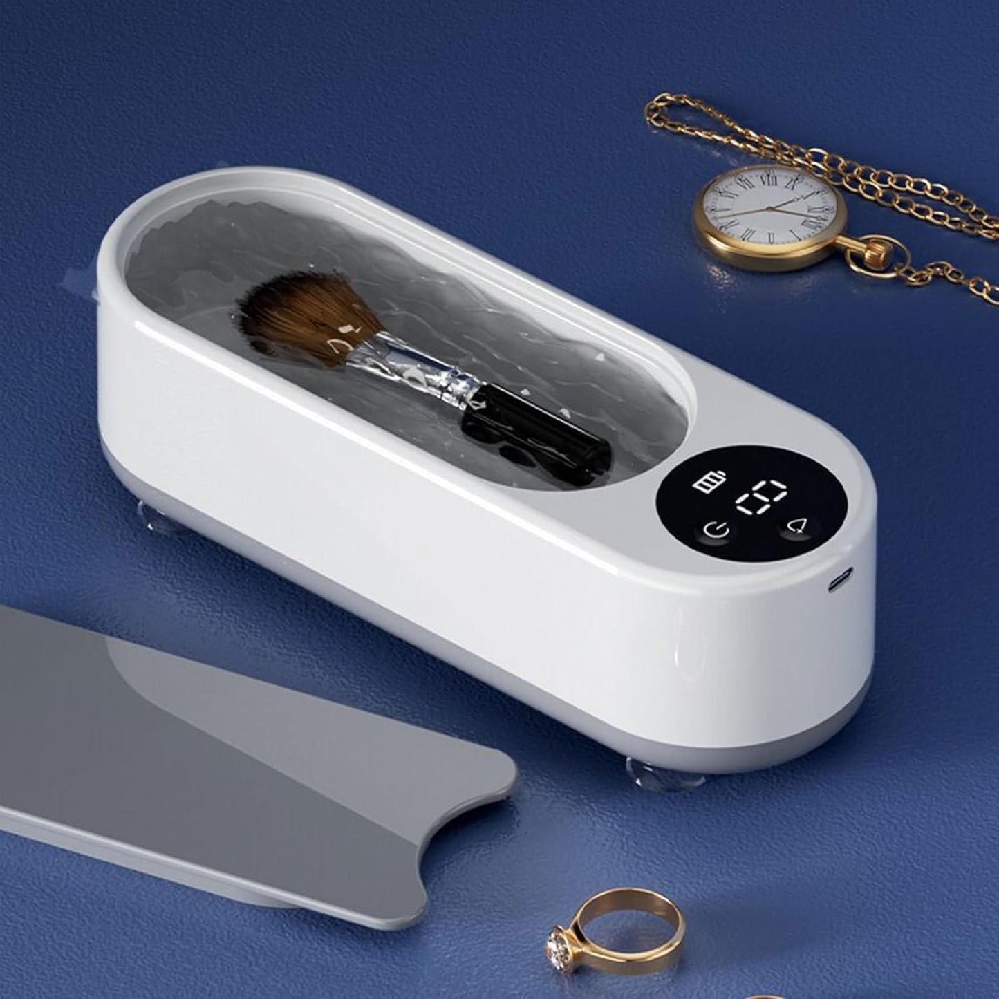 SKY-TOUCH Ultrasonic Cleaner,Professional 500ml Jewelry Cleaner with 45000Hz Frequency, Basket, and 10 Digital Timer Settings for Rings, Glasses, Watches, and Dentures Cleaning