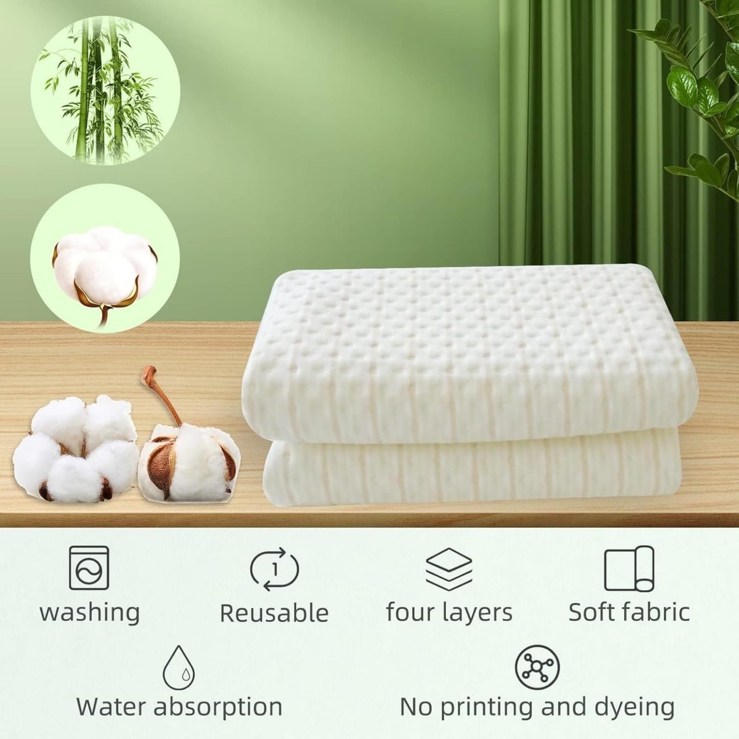SKY-TOUCH Waterproof Bed Pad Reusable 70x90cm, 4-Layer Soft Baby Pee Pads with 100% Cotton Surface, Washable Mattress Protector Pads for Baby, Women, Elderly, Pets, Bed, Sofa(1pack)