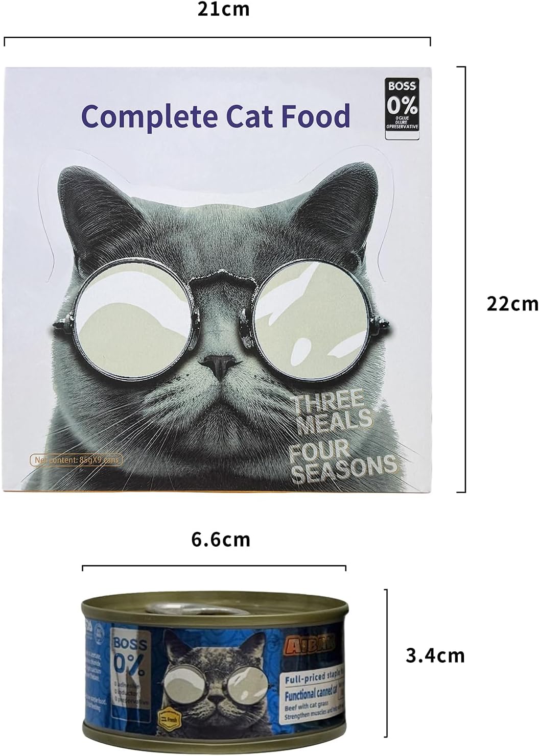 SKY-TOUCH Complete Wet Cat Food Variety Pack, Cat Canned Food, Chicken, Beef & Tuna, 85g Cans (Pack of 9), 0 Glue, 0 Lure, 0 Preservative, Natural & Balanced Nutrition