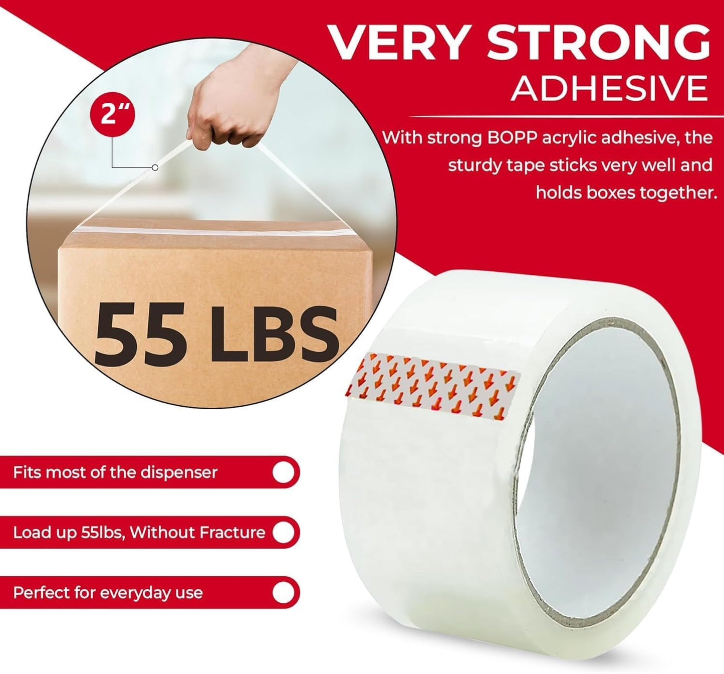 SKY-TOUCH Extra Long Clear Packing Tape, Heavy Duty Packaging Tape – 2 Inch x 160 Yards, 2cm Thick, Strong Transparent Adhesive Shipping Tape for Moving, Packing, Sealing & Storage Boxes(2 Roll)