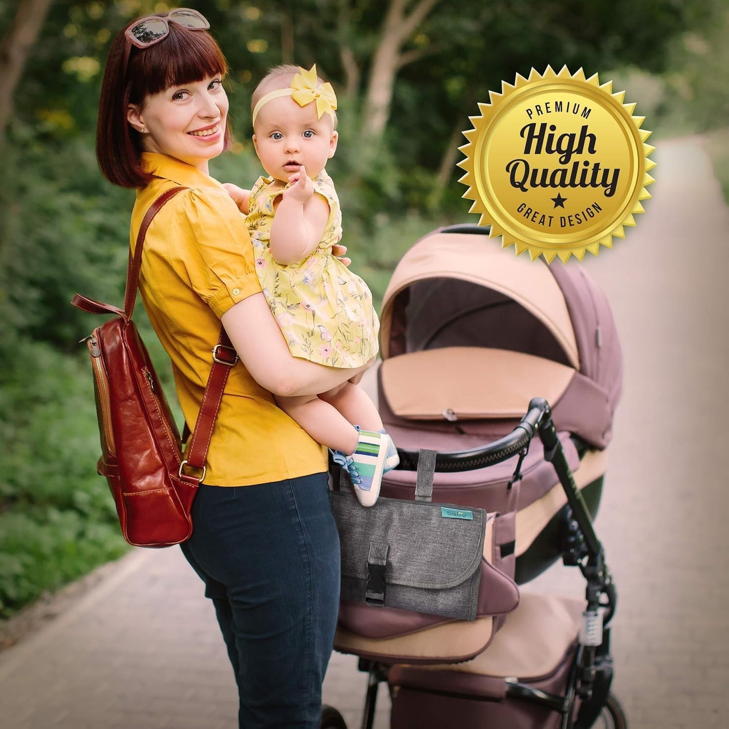 SKY-TOUCH Baby Portable Diaper Changing Mat,Waterproof Travel Change Mat,with Wipes Pocket, Smart Design Portable Changing Mat, Infant Travel Station Kit, Gift for Newborn Girl & Boy - Grey