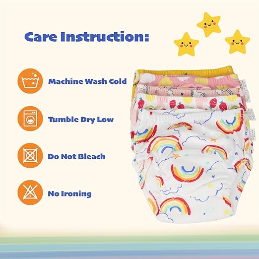 SKY-TOUCH 5PCS Baby Potty Training Pants Cotton, Soft Breathable Potty Training Underwear for 1-3 Years, Highly Absorbent Reusable Diapers for Baby Boys & Girls (L, Girl 13-20kg)