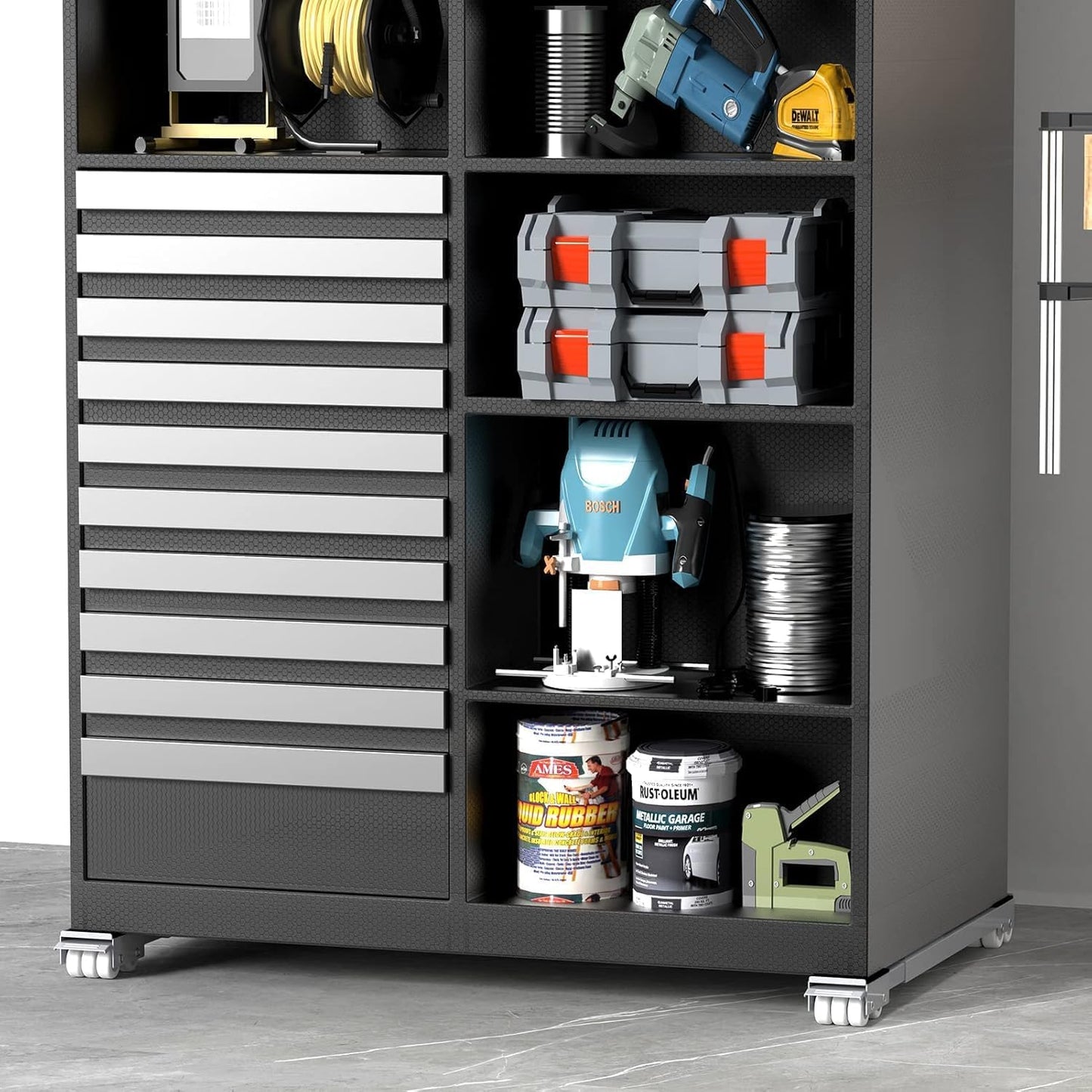 SKY-TOUCH Washing Machine Base with Brake, Movable Adjustable Base for Washer, Dryer, Refrigerator, Load 300kgs, Grey - 45x5cm