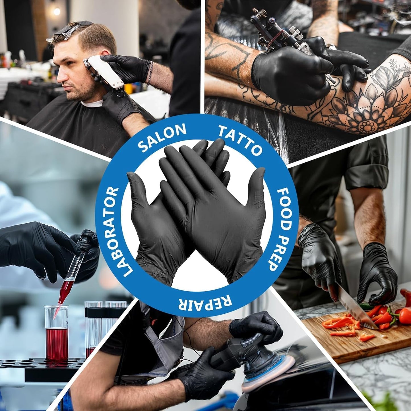 SKY-TOUCH Disposable Vinyl Gloves, 100 Count, Powder-Free & Latex-Free, Food Safe, Non-Sterile, Ambidextrous, Ideal For Cooking, Food Prep, Cleaning, Salons, and Light Industrial Use (XL Black)