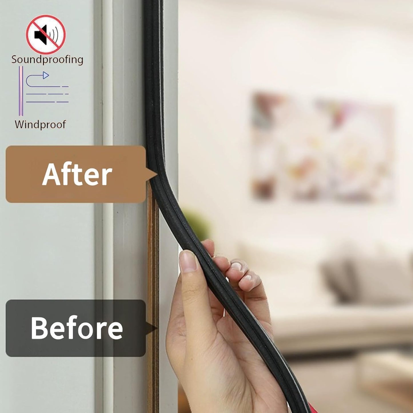 SKY-TOUCH 6M Black D-Shape Self-Adhesive PVC Weather Stripping Door Seal – Soundproof & Draft Excluder for 2.5-6mm Gaps, Window & Door Frame Insulation