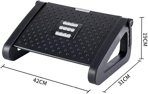 SKY-TOUCH Under Desk Footrest : Adjustable Height Footrest with Massage Roller Ergonomic Foot Stool with Massage Texture for Home Office Pressure Relief (Black)