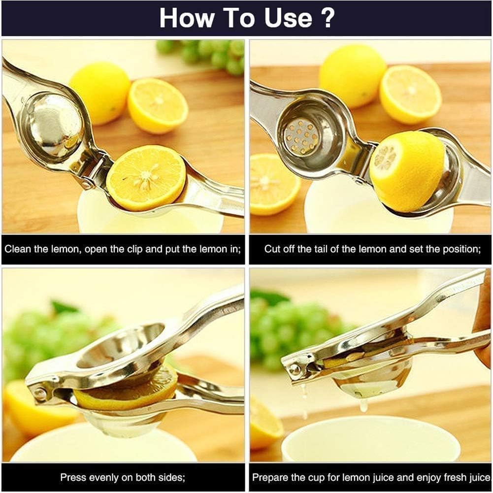 SKY-TOUCH Premium Stainless Steel Lemon Squeezer – Heavy Duty Metal Citrus Juicer for Lemons & Limes – Ergonomic Handheld Manual Press – Easy to Clean & Rust Resistant – Durable Kitchen Bar Tool