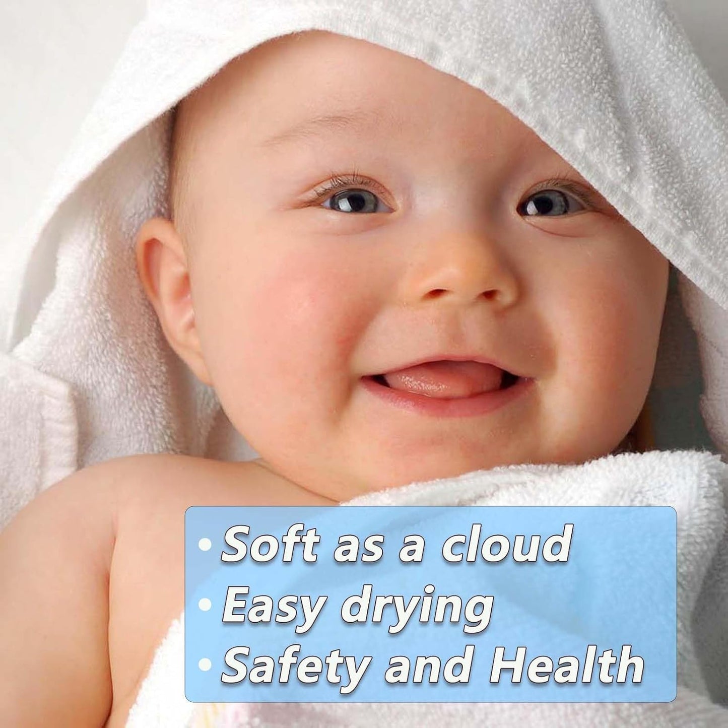 SKY-TOUH Baby Towels with Hood, Ultra Soft Hooded Baby Bath Towels for Newborn, Soft and Absorbent Animal Bear Design, Baby Stuff Shower Gifts for Boy and Girl, 80x80cm, White